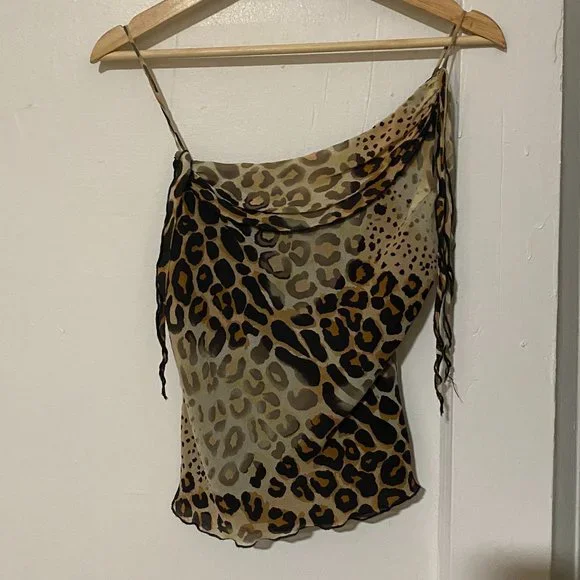 Y2K Vintage 100% Silk Leopard Slinky Cami M (XS/S) - Picture 1 of 5